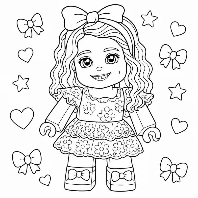 Hand-finished coloring page version: Her favorite photo, bold lines, big eyes, all her personality