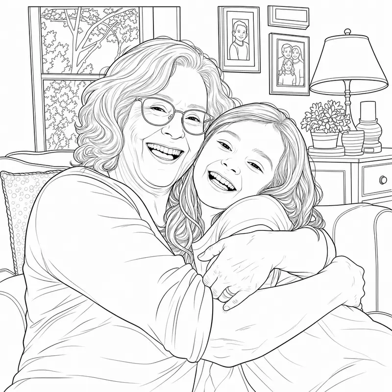 Hand-finished coloring page version: A photo from last Sunday becomes a page worth framing